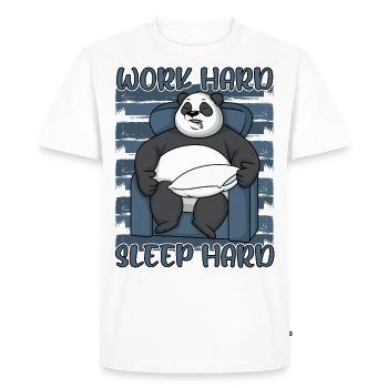 Panda Travailler dur Dormir dur Drôles Dictons - T-shirt Premium bio Homme - blanc - Devant - Nico (187cm)