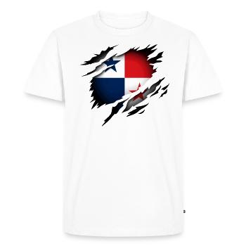 Le Panama dans l’âme - T-shirt Premium bio Homme - blanc - Devant - Nico (187cm)