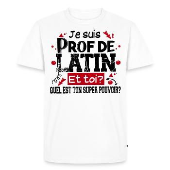 Prof Professeur Latin Métier Citations Noël - T-shirt Premium bio Homme - blanc - Devant - Nico (187cm)