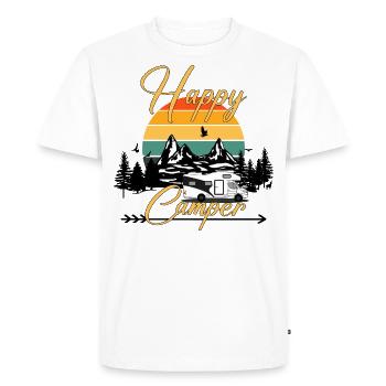 Happy Camper Campinghome Mountains Coucher de soleil - T-shirt Premium bio Homme - blanc - Devant - Nico (187cm)