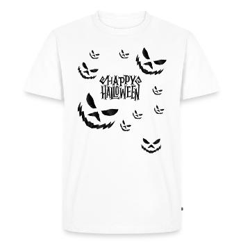 Joyeux Halloween avec des visages de citrouille effrayants - T-shirt Premium bio Homme - blanc - Devant - Nico (187cm)
