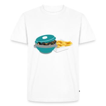 Je peux pas j'ai moules frites - T-shirt Premium bio Homme - blanc - Devant - Nico (187cm)