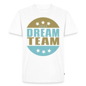 Equipe géniale - T-shirt Premium bio Homme - blanc - Devant - Nico (187cm)