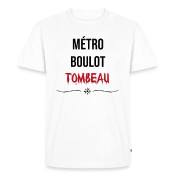 Métro boulot tombeau - T-shirt Premium bio Homme - blanc - Devant - Nico (187cm)