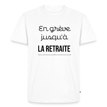 En grève retraites - T-shirt Premium bio Homme - blanc - Devant - Nico (187cm)