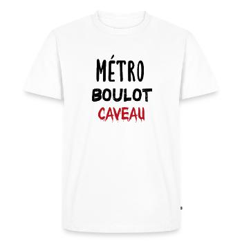 Retraites Métro boulot caveau - T-shirt Premium bio Homme - blanc - Devant - Nico (187cm)