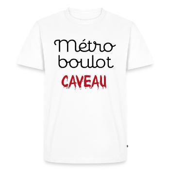 Métro boulot caveau - T-shirt Premium bio Homme - blanc - Devant - Nico (187cm)
