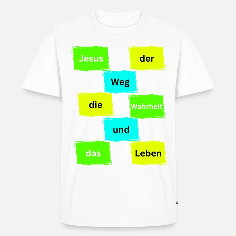 Jesus der weg bunt - Männer Premium Bio T-Shirt - Weiß