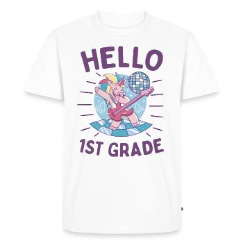 Allô 1ère année - Bonjour les roches de première année - T-shirt Premium bio Homme - blanc - Devant - Nico (187cm)