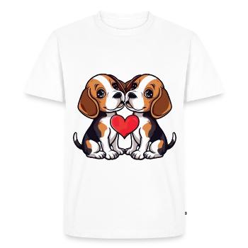 Beagle Chiens Couple Amour Couple Amoureux - T-shirt Premium bio Homme - blanc - Devant - Nico (187cm)