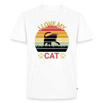 J’aime mon chat - Chat mignon dans un style rétro - T-shirt Premium bio Homme - blanc - Devant - Nico (187cm)