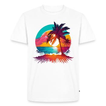 Soleil d’été Palm Tree Beach Island - T-shirt Premium bio Homme - blanc - Devant - Nico (187cm)
