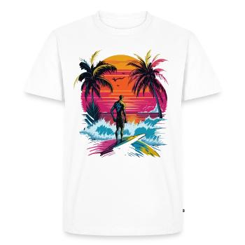 Planche de surf Summer Sun Palm Beach Island - T-shirt Premium bio Homme - blanc - Devant - Nico (187cm)
