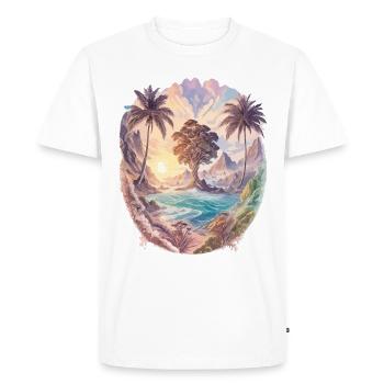 Nature Paysage Aquarelle Palmiers Exotiques - T-shirt Premium bio Homme - blanc - Devant - Nico (187cm)