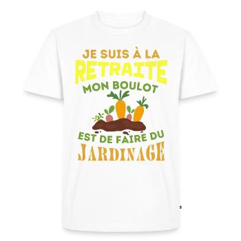 Retraité jardinier jardinage - T-shirt Premium bio Homme - blanc - Devant - Nico (187cm)