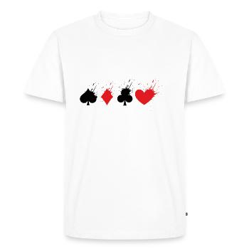 Poker Pik Check Cross Heart Card Game - Men's Premium Organic T-Shirt - white - Front - Nico (187cm)