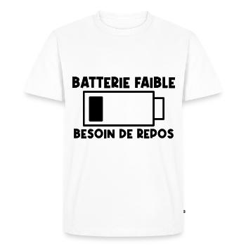 Batterie faible - T-shirt Premium bio Homme - blanc - Devant - Nico (187cm)