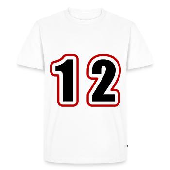12 Nombre Collège - T-shirt Premium bio Homme - blanc - Devant - Nico (187cm)