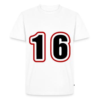 16 Number College - Men's Premium Organic T-Shirt - white - Front - Nico (187cm)