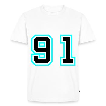 91 Symbole numérique - T-shirt Premium bio Homme - blanc - Devant - Nico (187cm)