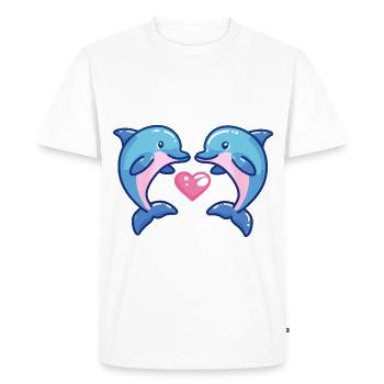 Dauphin Couple Amour Couple Amoureux - T-shirt Premium bio Homme - blanc - Devant - Nico (187cm)
