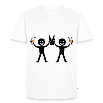 Boire une bouteille de bière - T-shirt Premium bio Homme - blanc - Devant - Nico (187cm)