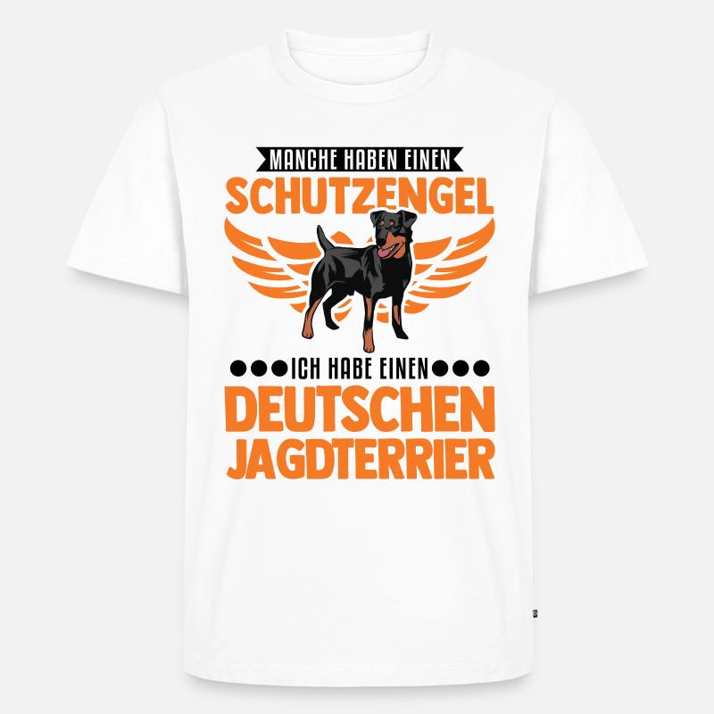 Deutscher Jagdterrier Schutzengel - Männer Premium Bio T-Shirt - Weiß