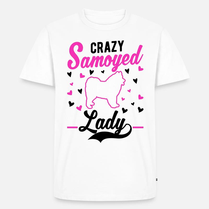 Crazy Samoyed lady Samojede - Männer Premium Bio T-Shirt - Weiß