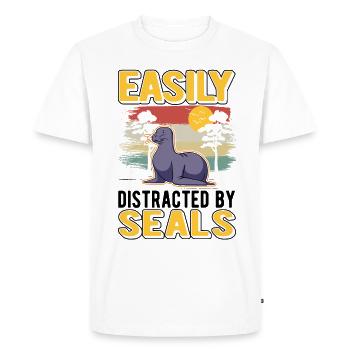 Facilement distrait par Seal Seal Sea Lion - T-shirt Premium bio Homme - blanc - Devant - Nico (187cm)