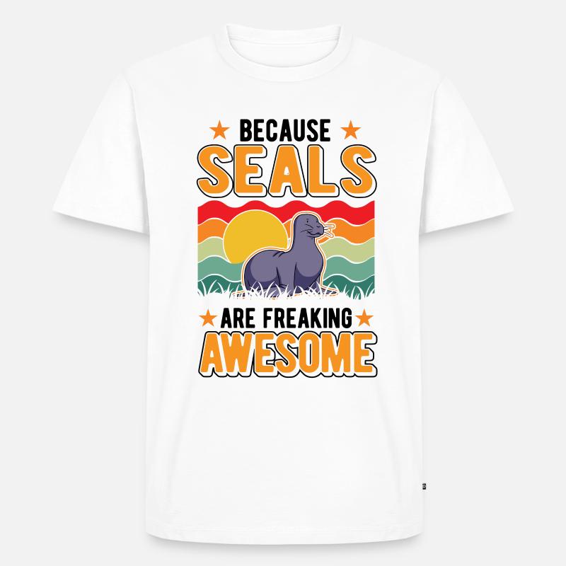 Robbe Geschenk Seelöwe - Männer Premium Bio T-Shirt - Weiß
