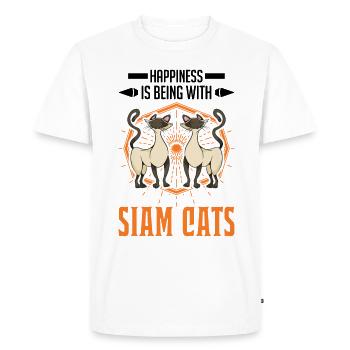 Le bonheur, c’est d’être avec Siam Cats Siamese Cat - T-shirt Premium bio Homme - blanc - Devant - Nico (187cm)