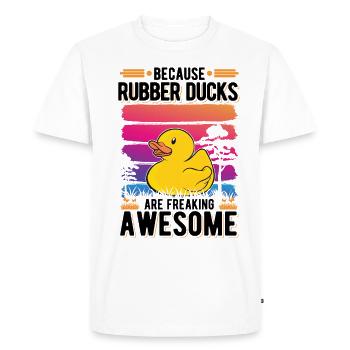 Canard en caoutchouc Cadeau Canard Grinçant Canard Bain Canard - T-shirt Premium bio Homme - blanc - Devant - Nico (187cm)