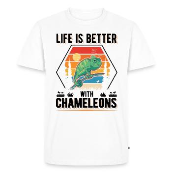 La vie est meilleure avec Chameleons Chameleon - T-shirt Premium bio Homme - blanc - Devant - Nico (187cm)