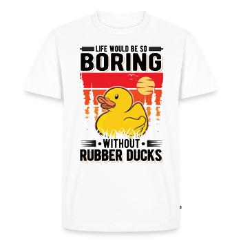 Canard en caoutchouc Cadeau Canard Grinçant Canard Bain Canard - T-shirt Premium bio Homme - blanc - Devant - Nico (187cm)