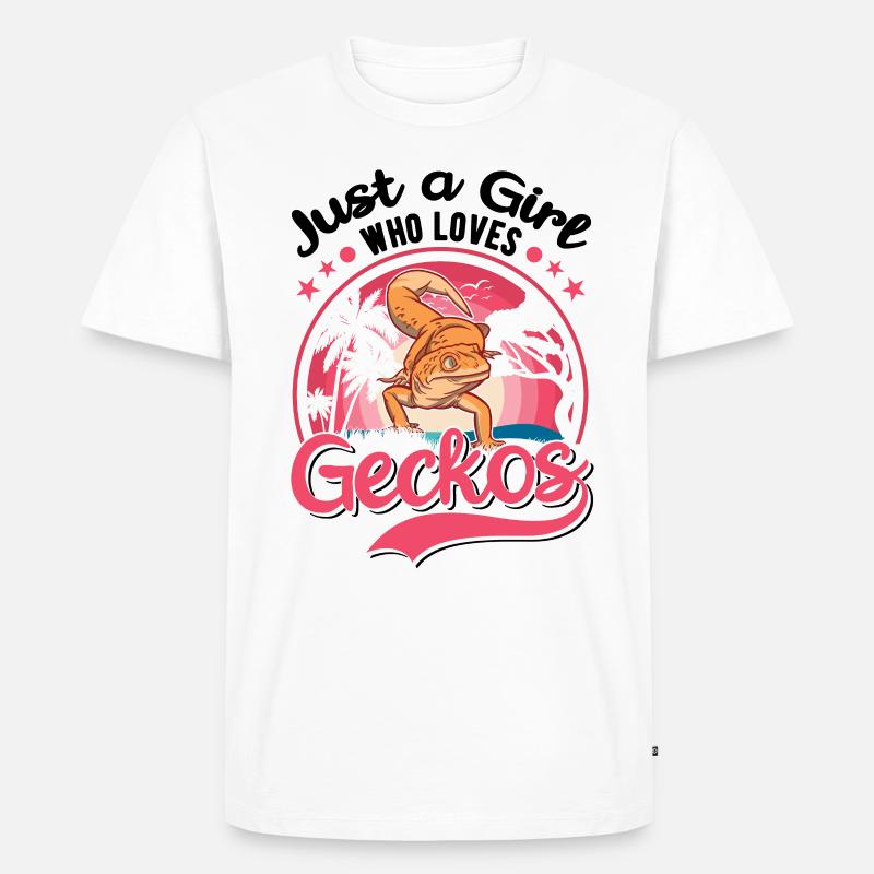 Gecko Mädchen Leopardengecko - Männer Premium Bio T-Shirt - Weiß