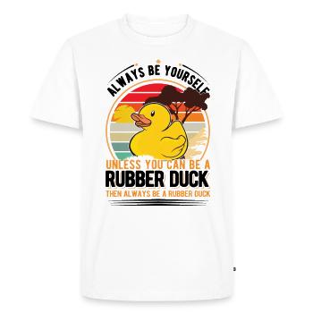 Canard en caoutchouc Canard grinçant Canard de bain - T-shirt Premium bio Homme - blanc - Devant - Nico (187cm)