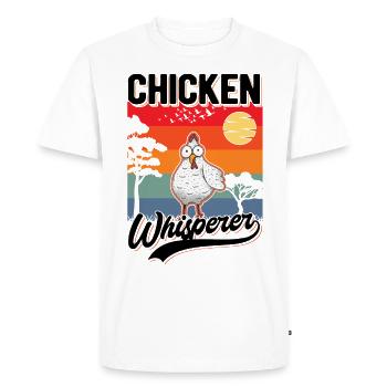 Poulet Chuchoteur Éleveur de poulet - T-shirt Premium bio Homme - blanc - Devant - Nico (187cm)