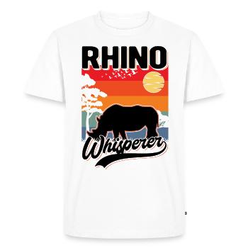 Nashorn Flüsterer Rhino Whisperer - Men's Premium Organic T-Shirt - white - Front - Nico (187cm)