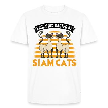 Facilement distrait par Siam Cats Siamese Cat - T-shirt Premium bio Homme - blanc - Devant - Nico (187cm)