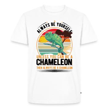 Chameleon Gift Chameleon - Men's Premium Organic T-Shirt - white - Front - Nico (187cm)