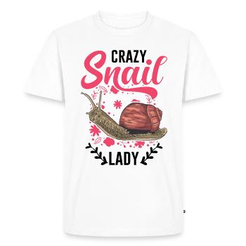 Crazy Snail lady Snails Fille - T-shirt Premium bio Homme - blanc - Devant - Nico (187cm)