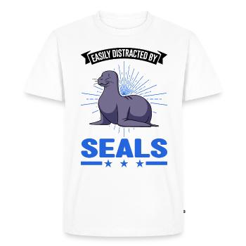 Facilement distrait par seals Sea Lion Seal - T-shirt Premium bio Homme - blanc - Devant - Nico (187cm)