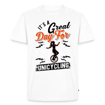 Bonne journée pour les filles monocycles monocycle - T-shirt Premium bio Homme - blanc - Devant - Nico (187cm)