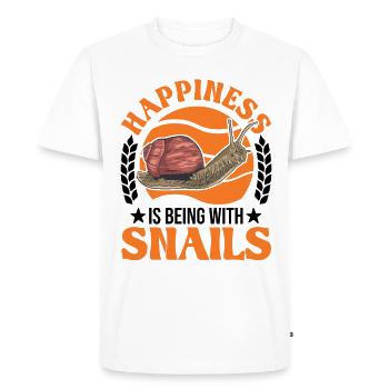 Le bonheur, c’est d’être avec Snails Snail - T-shirt Premium bio Homme - blanc - Devant - Nico (187cm)
