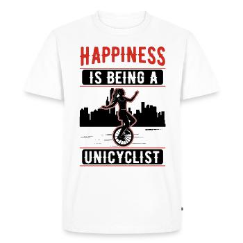 Le bonheur, c’est d’être un cadeau de monocycle monocycle - T-shirt Premium bio Homme - blanc - Devant - Nico (187cm)