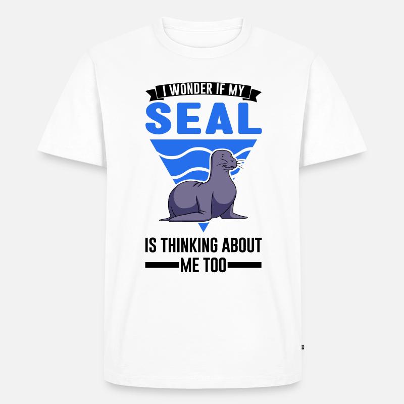 Robbe Geschenk Seal Seelöwe - Männer Premium Bio T-Shirt - Weiß