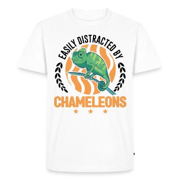 Facilement distrait par chameleons Chameleon - T-shirt Premium bio Homme - blanc - Devant - Nico (187cm)