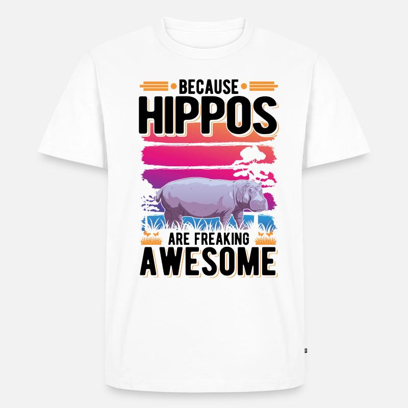 Nilpferd Geschenk Hippo Flusspferd - Männer Premium Bio T-Shirt - Weiß