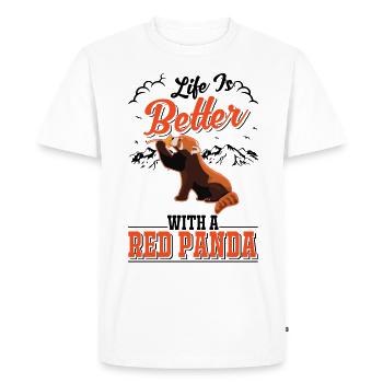 La vie est meilleure avec un panda roux roter panda - T-shirt Premium bio Homme - blanc - Devant - Nico (187cm)