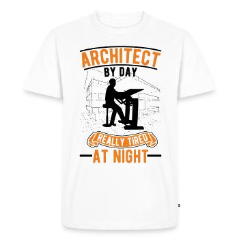 Architecte le jour vraiment fatigué la nuit Architekt - T-shirt Premium bio Homme - blanc - Devant - Nico (187cm)